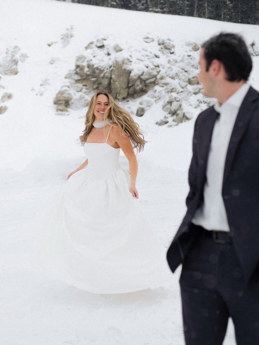 Lulus Elegant White Strap Ballgown Wedding Dress